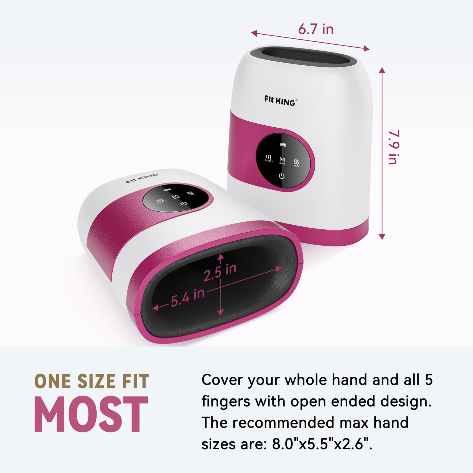 FIT KING Hand Massager with Heat for Hand Massage and Circulation - Cordless & Portable & Touch Screen - Ideal Gifts for Women Mom Wife Friends