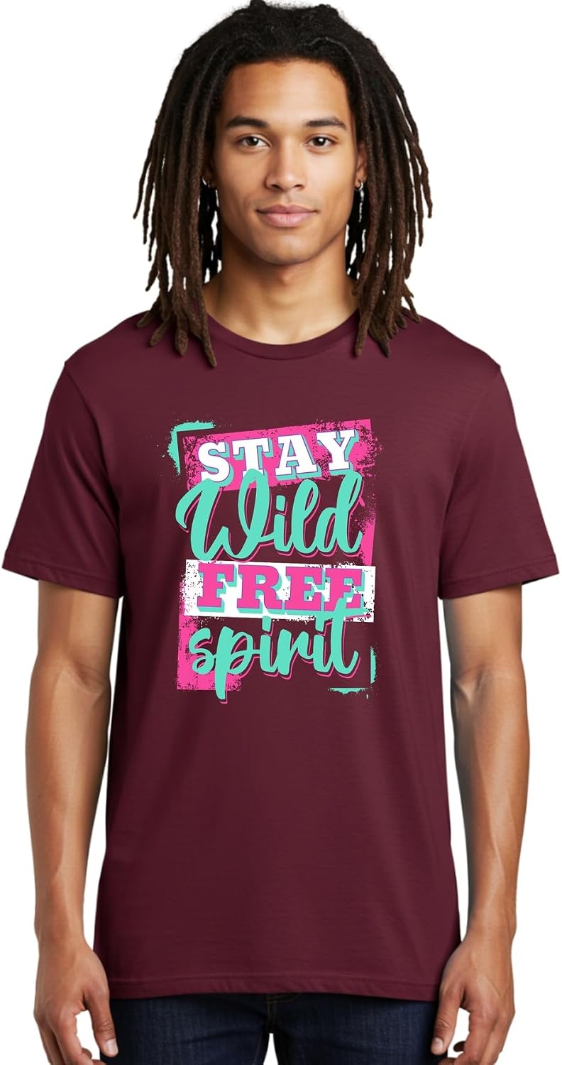Men's Graphic Printed Cotton T-Shirt Casual Summer Wear Stay Wild Free Spirit Artwork