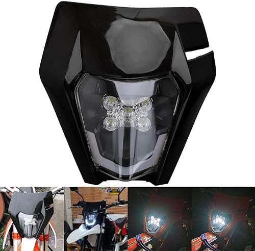 Miniatura 2 de JFG RACING - Kit de faro delantero LED universal para la mayoría de motocicletas, motocross, minimotos y cuatrimotos (negro)