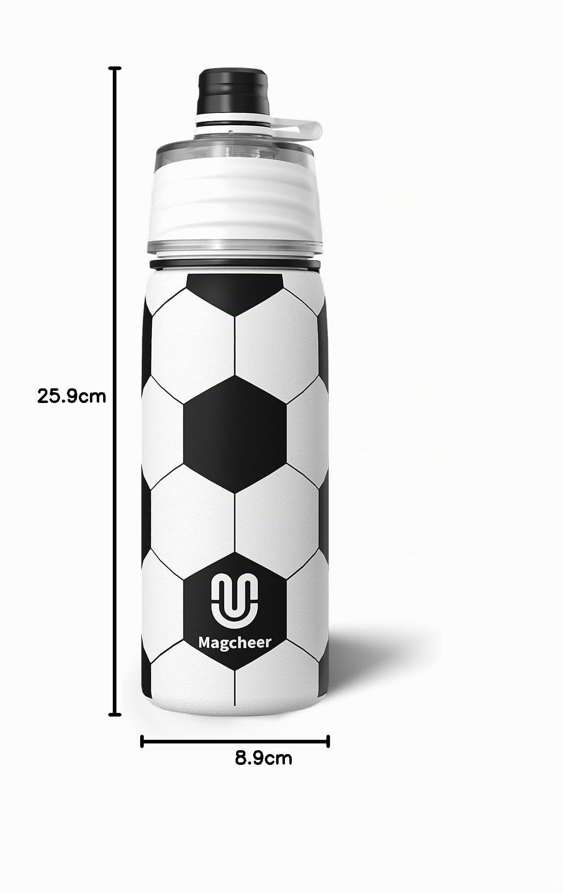 magcheer 600ml Gourde Rugby Enfant | Gourde Brumisateur Inox avec Texture 3D | Rafraîchissement Instantané | Sans BPA | Anti-fuite Bouteille Sport | Cadeau Rugby Enfant
