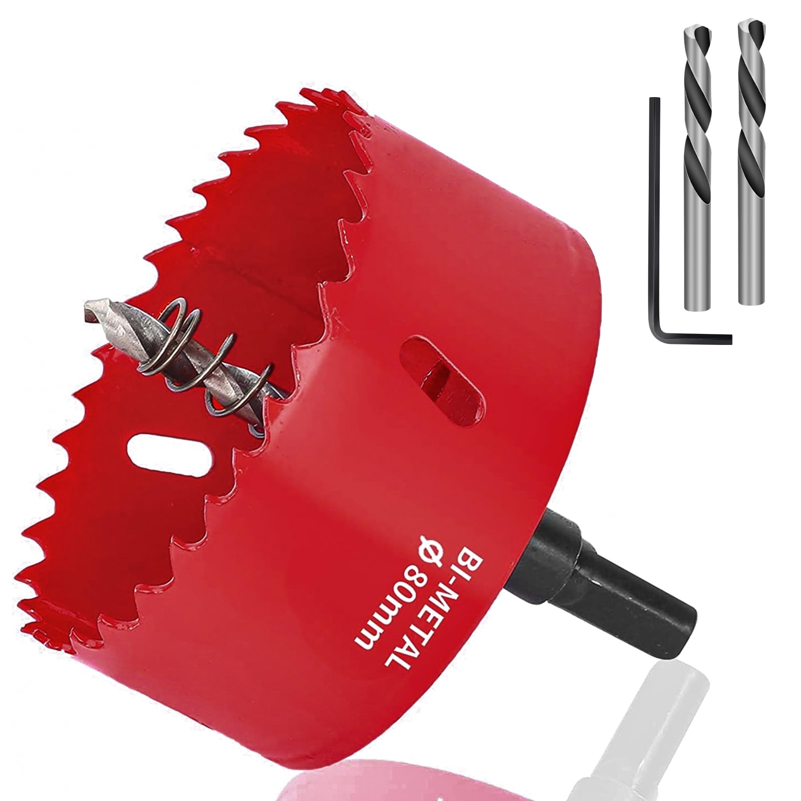 JatilEr 80MM Lochsäge, Lochsägen Set Kit Durchmesser Hochleistungs-Lochschneidöffner Bimetall-Lochsäge für Holz Aluminium Eisenblech Rohr Kunststoff usw. (rot)
