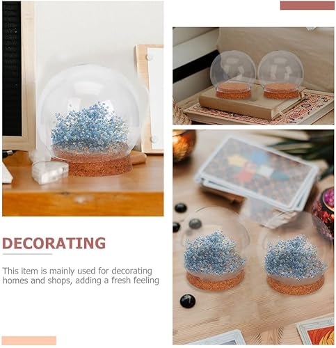 Miniatura 8 de PRETYZOOM Cúpula de cristal preservada con 4 piezas de cúpula de vidrio transparente con cubierta de exhibición de base de madera para