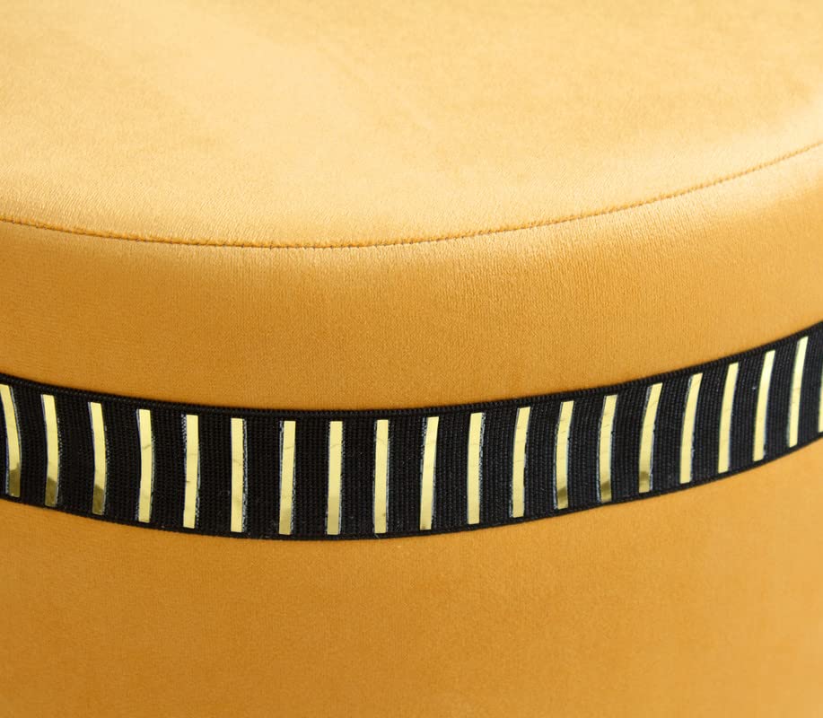 Image of Ottoman Stool for Living Room Foot Rest | Velvet Small Ottoman Foot Stool | Solid Wood Legs | Footstool Puffy for Home, Bedroom & Makeup Table | 16x16x18 Inch, Set of 2 (line Beige)
