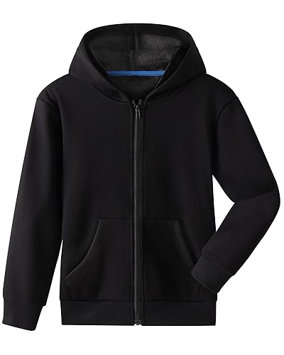 Boys Luxury Plush Fleece Lined Zip Up Hoodies, Unisex Kids