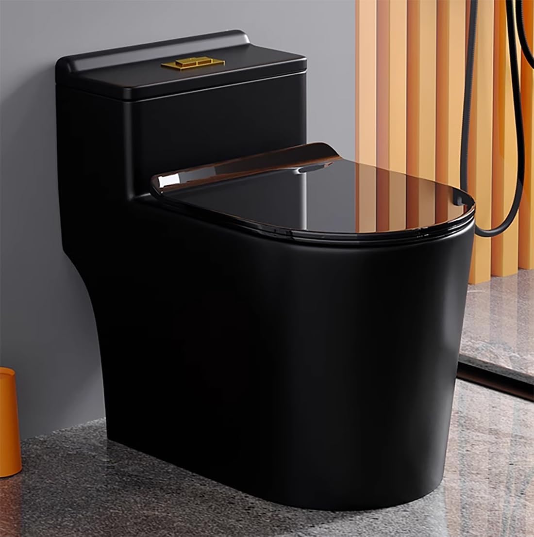 WinZo PP080B-A U Shape Toilet Seat Soft Closing Quick Release Plastic PP Top Easy Installation, Glossy Black