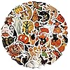 50 calcomanías decorativas de bruja de terror de Halloween, murciélago, gato negro, calabaza, fantasma, calavera para fiestas, adecuadas para niños, adolescentes y adultos, ideales para botellas de