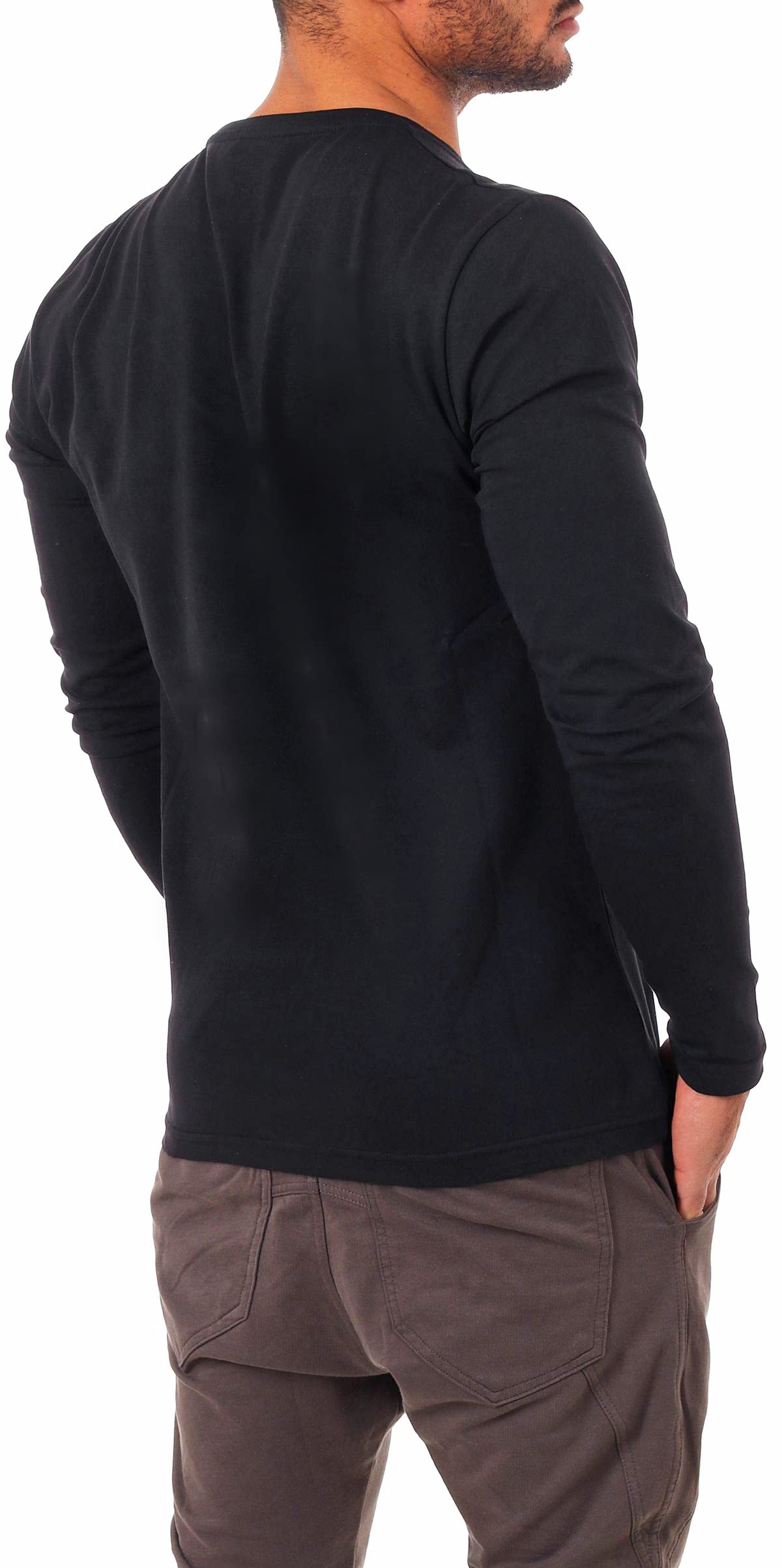 Young & Rich Herren Langarm Shirt mit tiefem V-Ausschnitt deep v-Neck Longsleeve Slim fit Stretch 2239