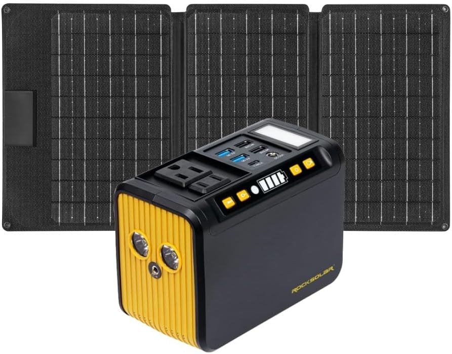 ROCKSOLAR 80W Power Bank Charger and 30W Solar Panel Portable Small