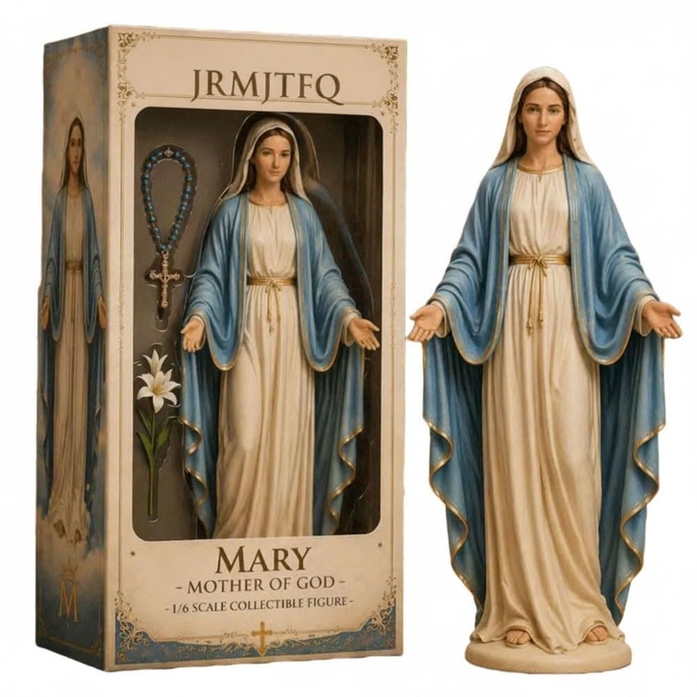 Virgin Mary Collectible Figure, Blessed Mother Madonna Catholic Religious Statue Saint Guadalupe Resin Hand Painted Decor Christian Prayer Altar Gift Home Sculpture (1)