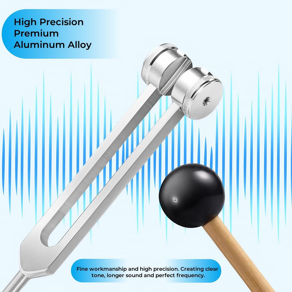 128hz Tuning Fork Hammer Aluminum Alloy Medical Non-Magnetic Tuning Fork for Healing DNA Repair Healing Sound Therapy Balancing Healers Vibration Accurate Frequency - Image 3