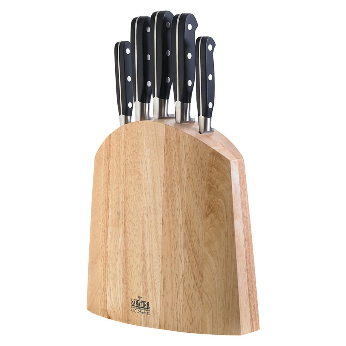 RICHARDSON SHEFFILED - Bloc avec 5 couteaux de cuisine : Office, utile, chef découper et pain - V sabatier Life - Acier Molybdène-Vanadium manche ABS et rivets acier - Inox