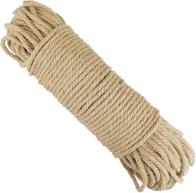 G2PLUS 6MM Thick Jute Rope, 50M Strong Hemp Garden Rope, 3-Ply Jute Twine String for DIY Crafts Arts and Gardening Applications