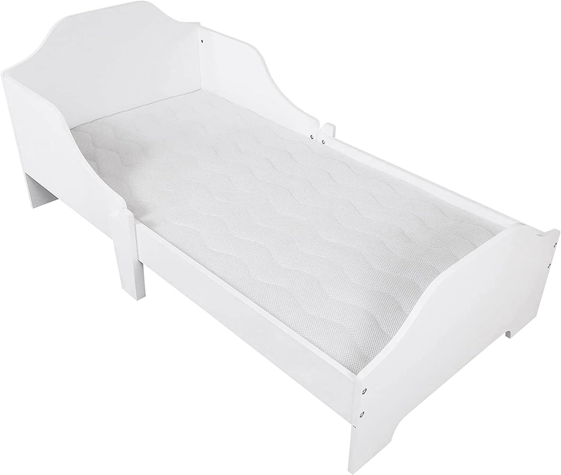Kiddi Style Toddler Bed Frame, Wooden Junior Bed for Kids and Toddlers, Durable Bedroom Furniture, White (Mattress Not Included)