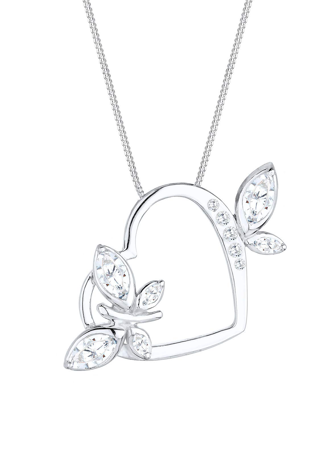 Elli Women's 925 Sterling Silver Xilion Cut Cubic Zirconia Necklace with Pendant of Length 45 cm