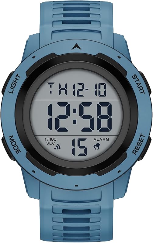 Mens Waterproof Digital Sport Watches Wide Screen Easy Read Display Military Style with Rubber Strap