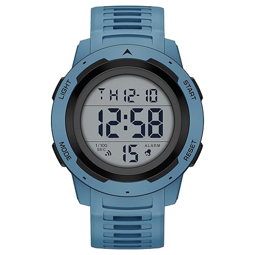 GOLDEN HOUR Mens Waterproof Digital Sport Watches Wide Screen Easy