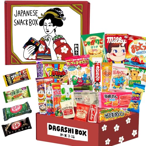 Japanese Snacks & Candy 50 Piece Dagashi Set Gift (Box) Japan snackbox, Variety Assortment, chips variety pack, Gift Snack Box, Holiday Gifts, Matcha, kitkat, jagariko, birthday gift