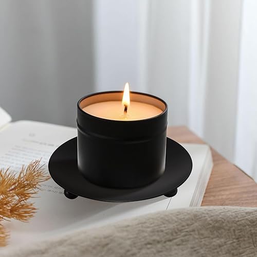 Miniatura 8 de Portavelas de hierro, portavelas negros para velas de pilar, bandeja pequeña para velas, soporte decorativo de metal para velas LED y de cera, spa,