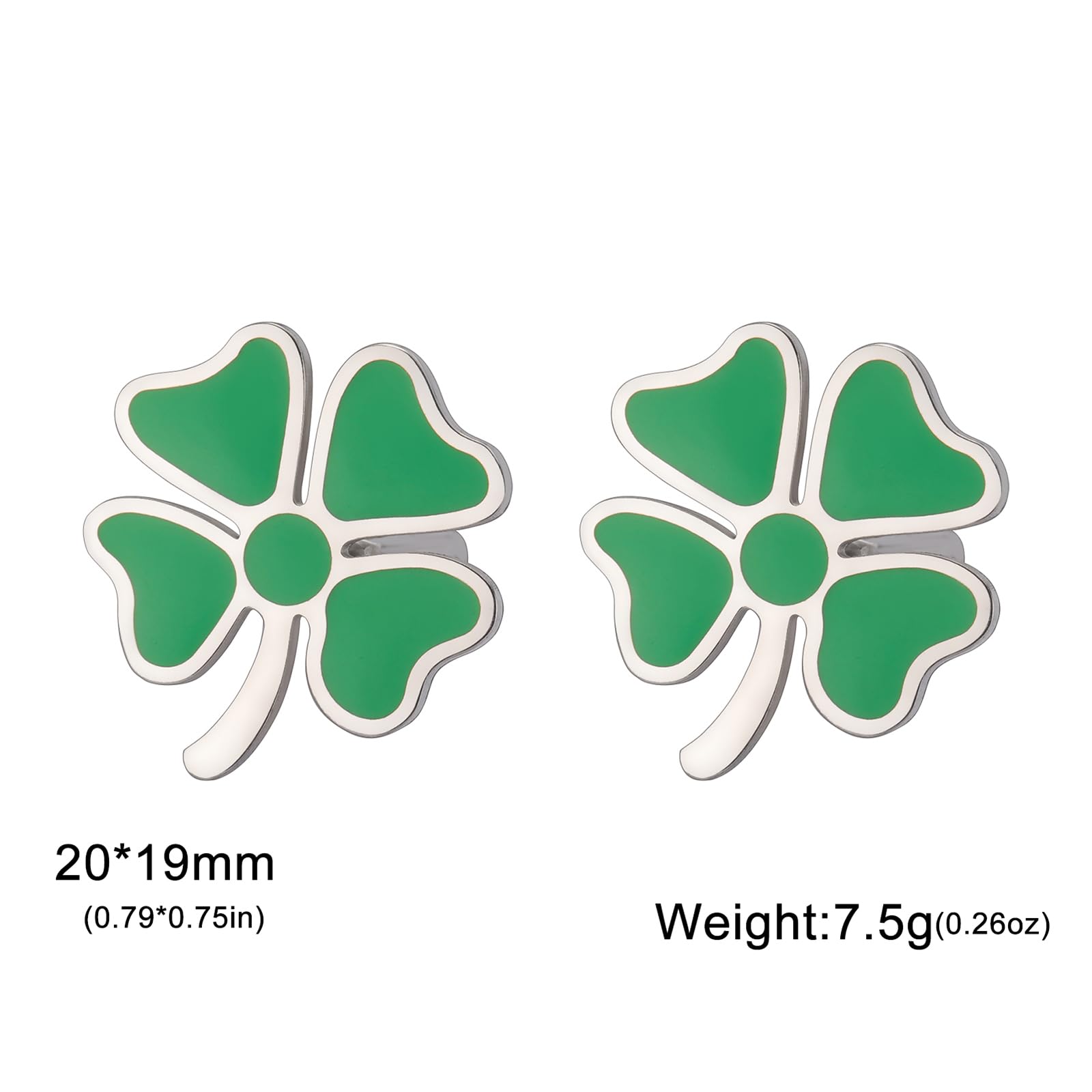 Gemelli da uomo a forma di quadrifoglio, in acciaio inox, con trifoglio verde, trifoglio, irlandese, irlandese, portafortuna, gemelli per camicie da matrimonio