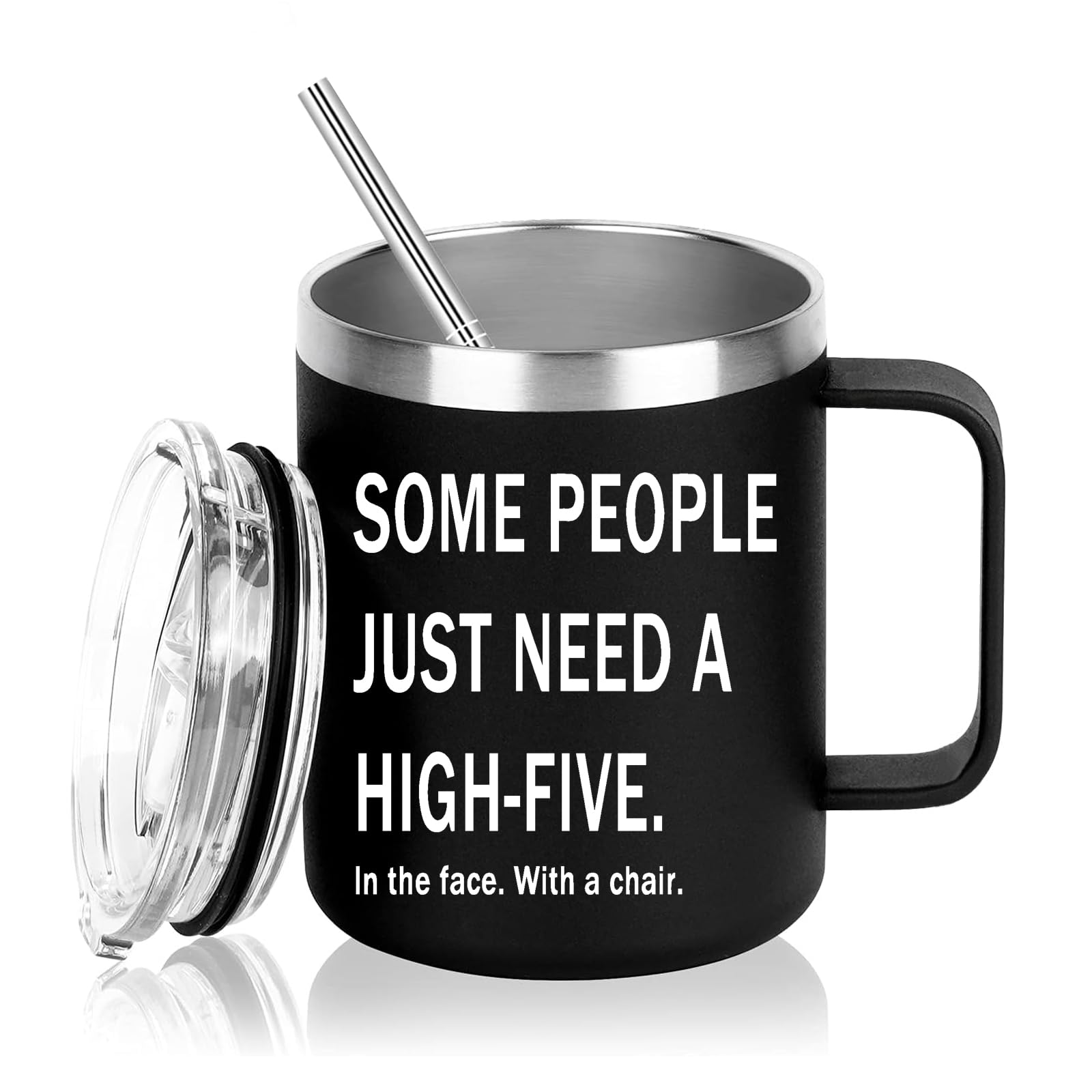 Some People Just Need A High-Five in the Face with a Chair Stainless Steel Coffee Mug Funny Coworker Employee Boss Mug The Office Mug Christmas White Elephant Gifts for Boss Coworkers Friends 12OZ