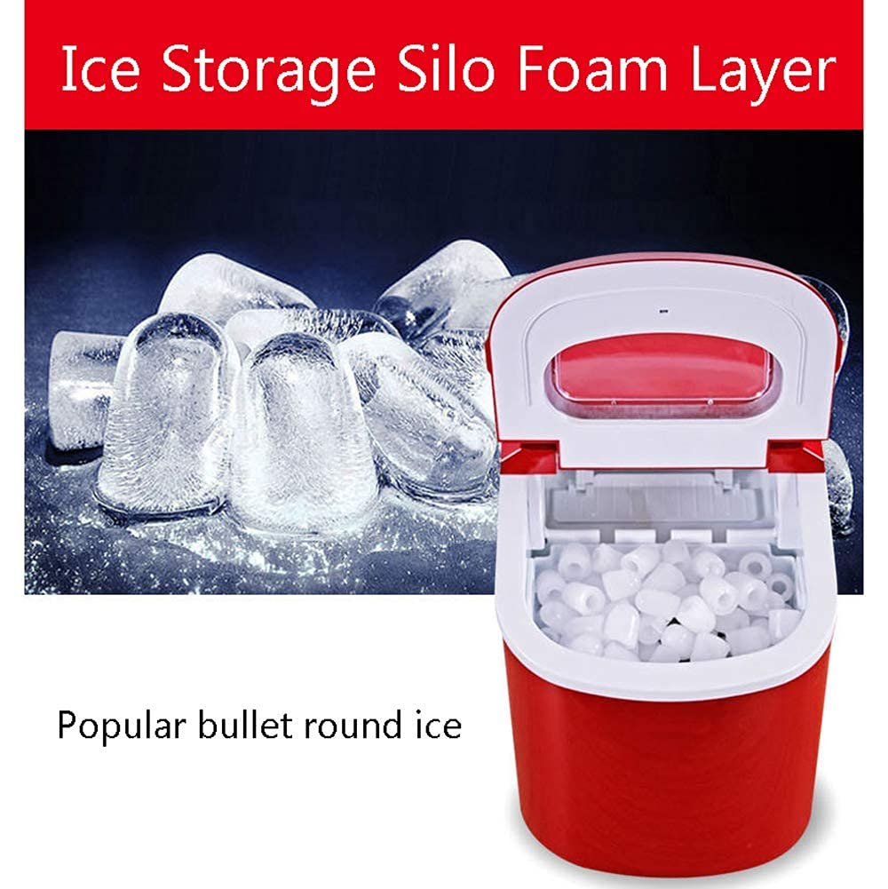 Portable Ice Maker Countertop 12Kg Ice in 24 Hours Ice Cubes Ready in 8 Mins Perfect for Parties Mixed Drinks Silver qujunji (Color : Blue) (Blue)