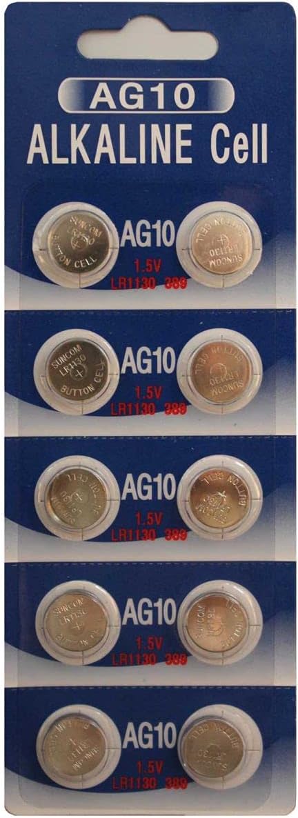 (10) AG10 LR1130 LR54 L1131 SR1130 389 189 RW89 Batteries