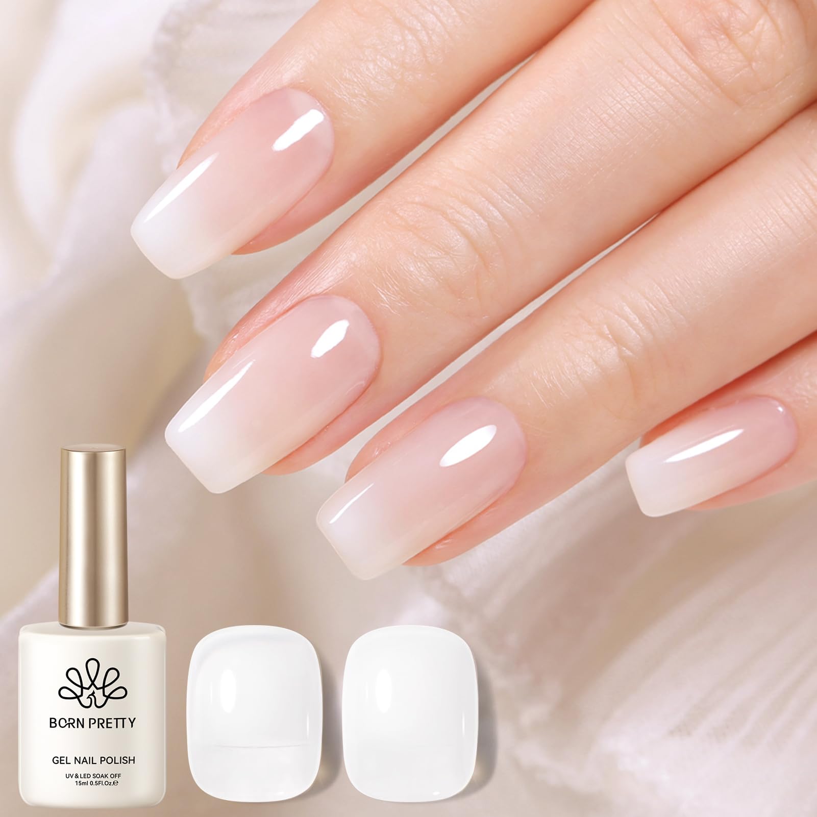 BORN PRETTY Milky White Gel Nail Polish 10ML Natural Gel Polish Set Translucent French Nail Design Nude Color Soak Off U V Gel Polish Nail Art Gel