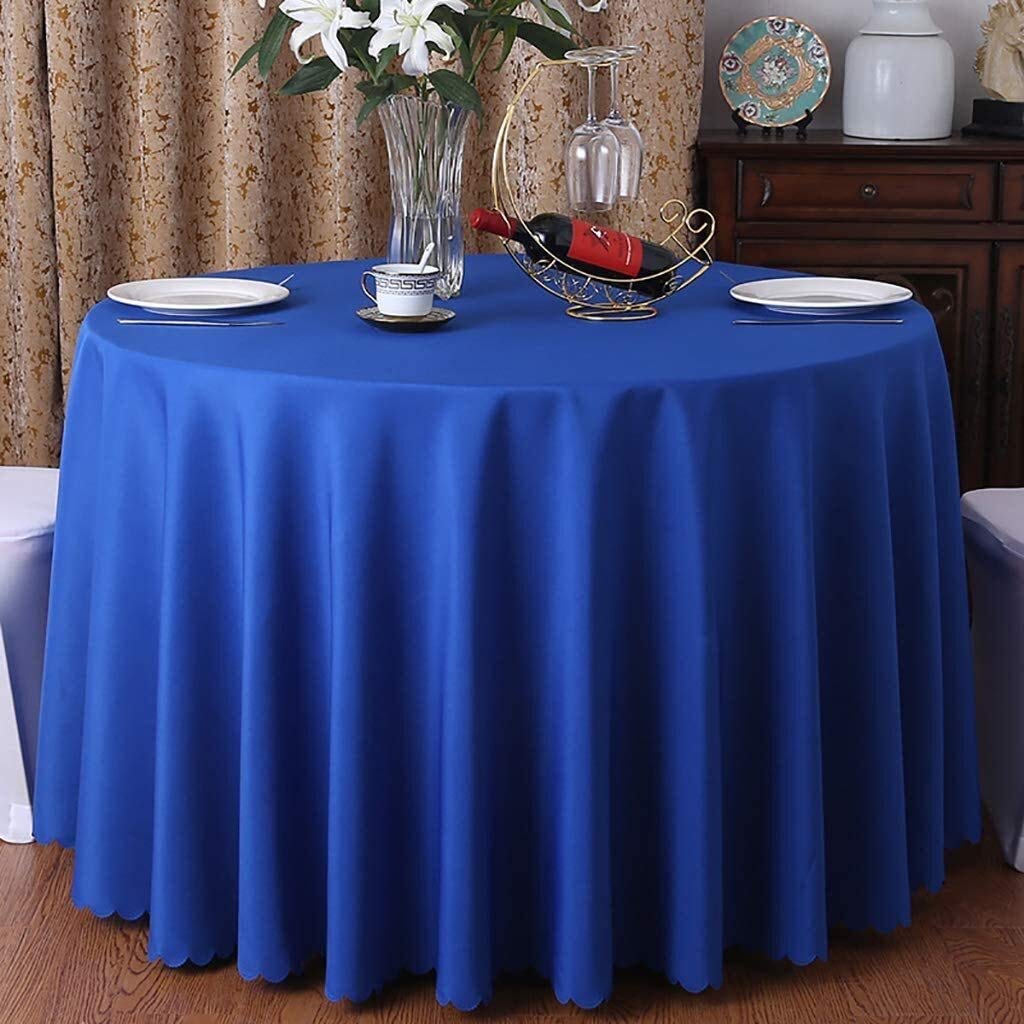 Tovaglia Trasparente Tovaglia rotonda in Poliestere Tinta Unita Copritavolo impermeabile antimacchia per tavolo da ristorante per matrimoni (Colore: BLU Reale Dimensioni: Diametro: 200 cm)