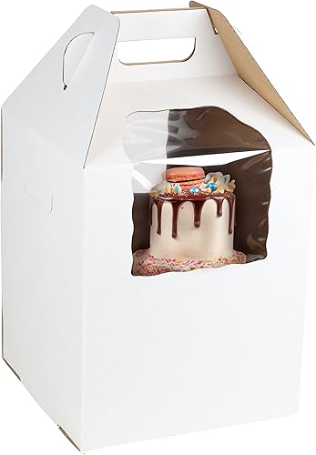 Spec101 Portabebés desechables con ventana, 10 unidades, 14 x 14 x 16 pulgadas de alto, cajas para tartas con ventana, caja con escalones