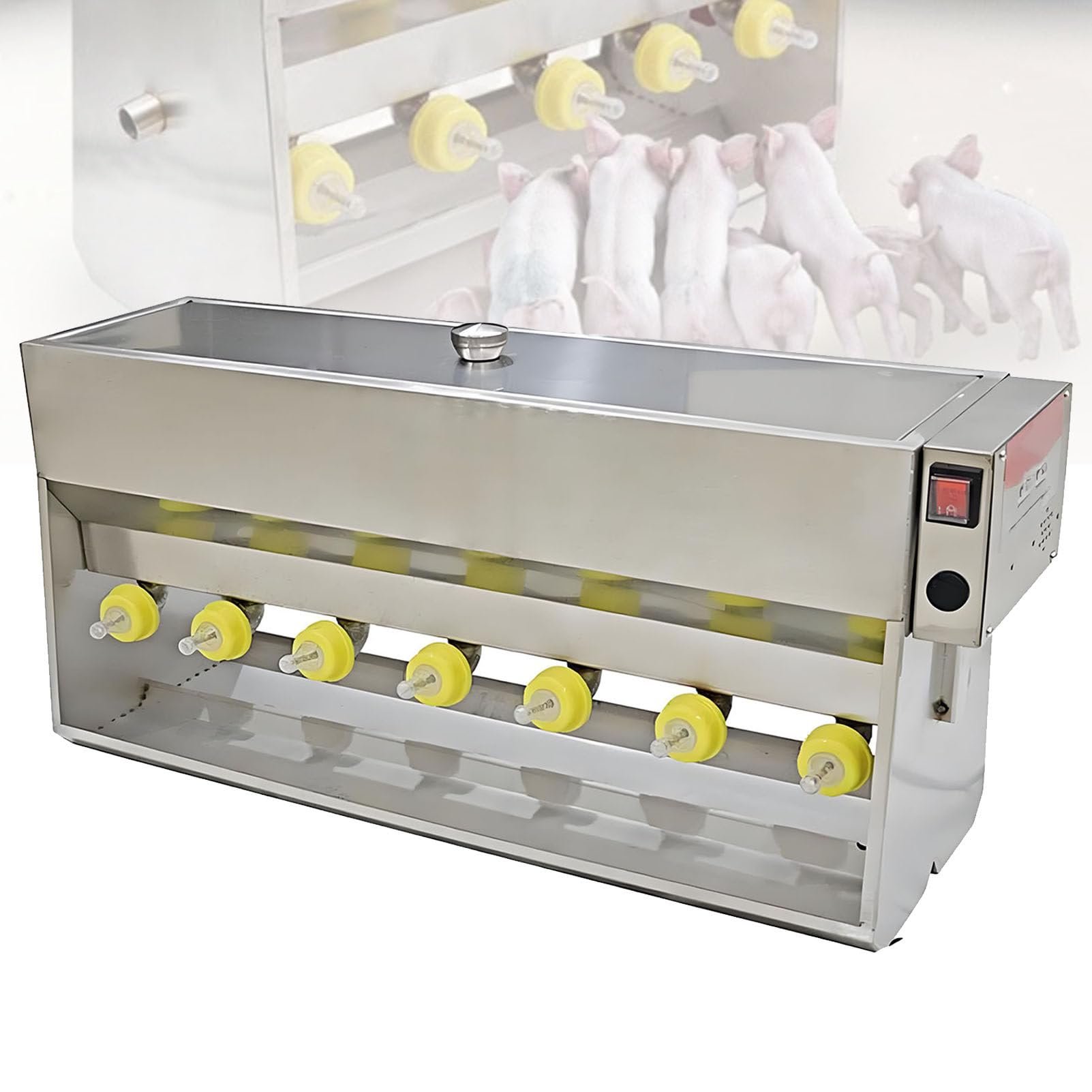 Cashwise 14Nipples Automatic Piglet Feeder, Suckling Machine For Lambs, Stainless Steel Constant Temperature Feeder, 10/14 Nipple Fully Automatic Nipple Feeder With Sound Simulation