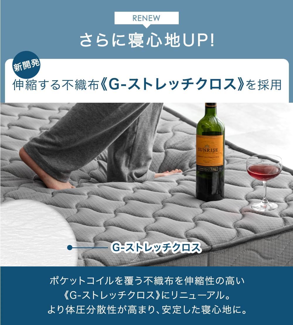 マットレス シングル 極厚22cm 高密度 528個 ポケットコイル 通気性 3D