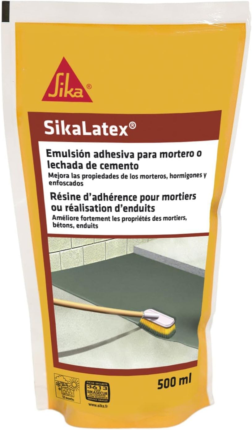 SikaAdhesive Emulsion - Sikalatex - White - Ready to use - Improves Adhesion - for Mortar and Cement Grout - 500 ml