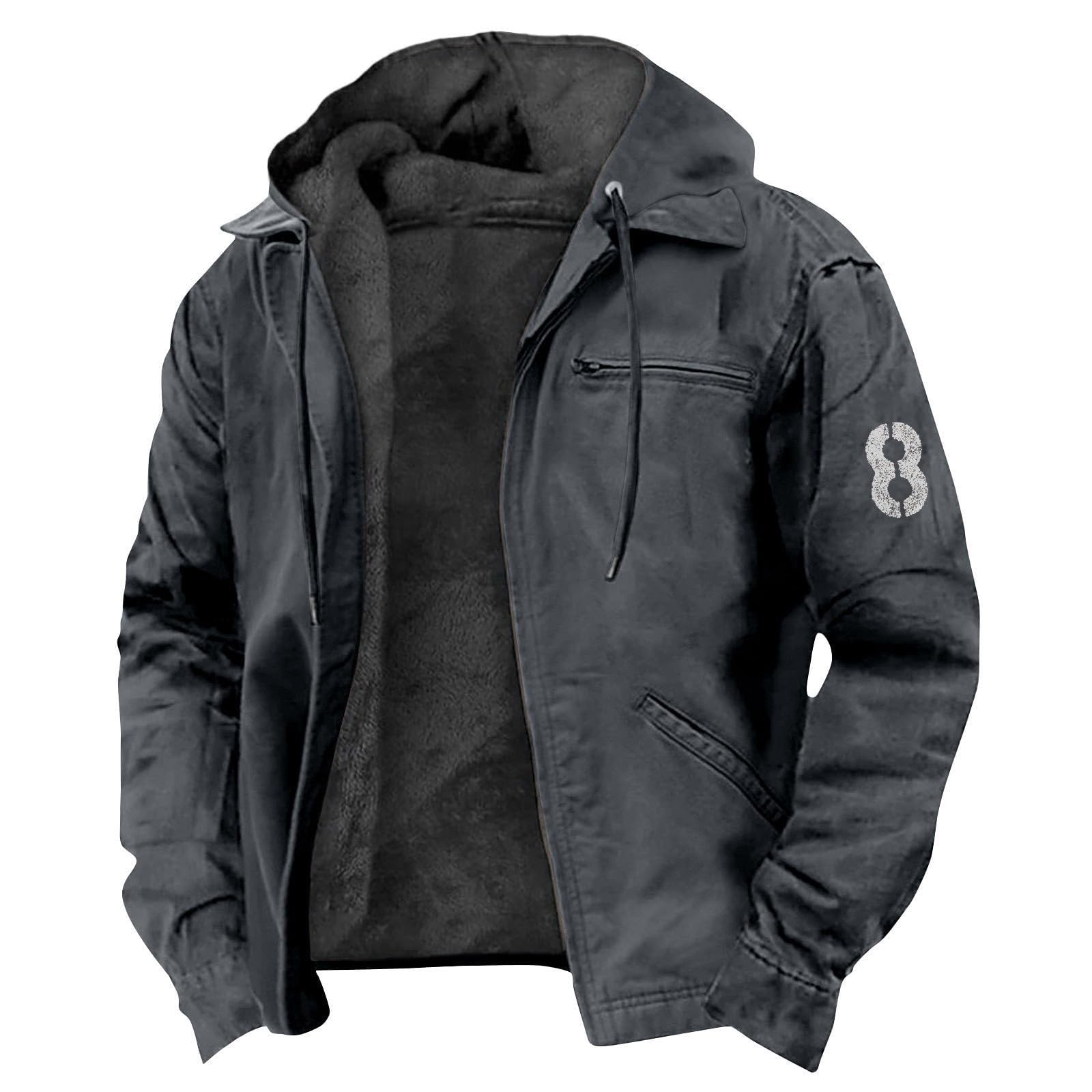 Generisch Winterjacke Herren Bomberjacke, Übergangsjacke Mit Reissverschluss Winterjacken Gefüttert Fleecejacke Warme Pilotenjacke Winter Jacket Men Outdoor Jacken Fliegerjacke Übergröße Thermojacke