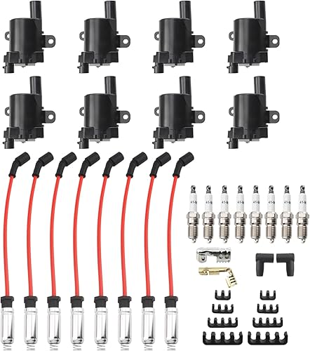 partszen UF262 D585 8Pack Bobina de encendido+bujía+Juego de cables para Buick Rainier para Cadillac Escalade para Chevrolet Avalanche Express SSR