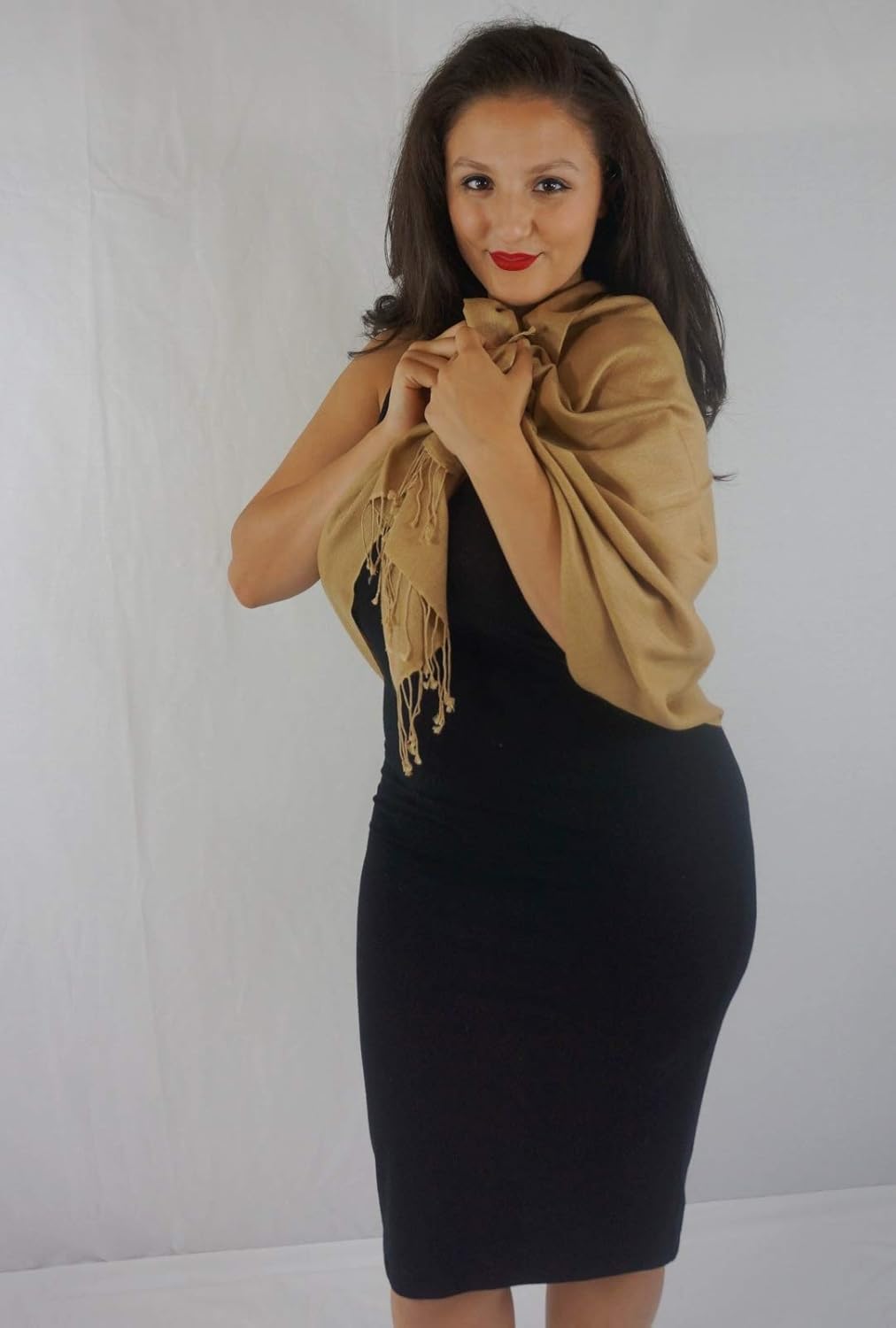 Solid Pashmina Shawl, Scarf, Wrap & Stole (Large size) Golden Camel