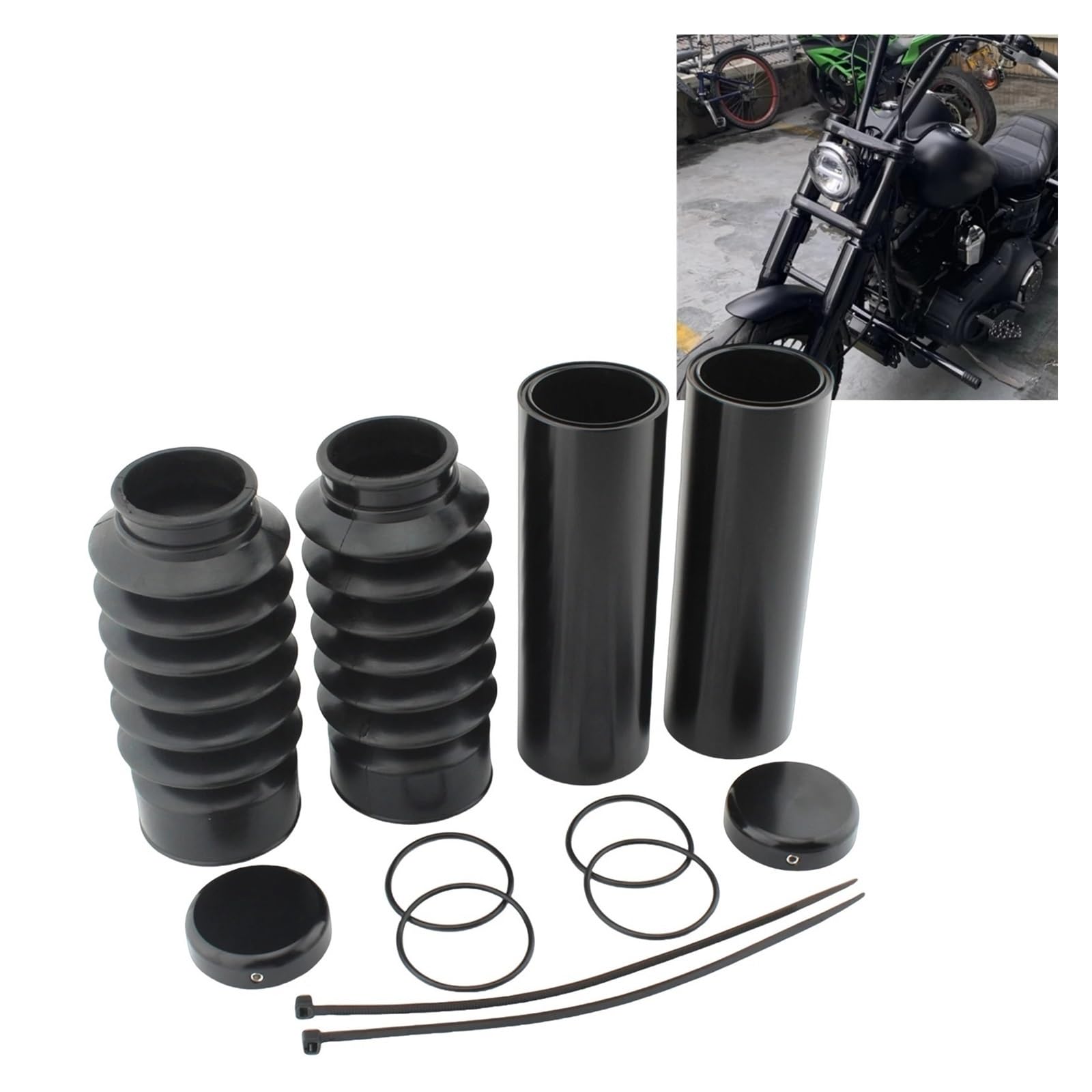 Adatto Per Harley Davidson Dyna 2006-2017 Coperture Forcella Superiore E Inferiore SOFFIETTI FORCELLA IN GOMMA
