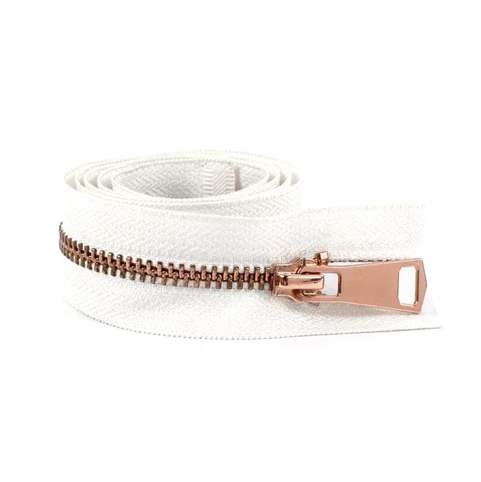Belivceng White Rose Gold 3Pcs 5# 15Cm To 80Cm Metal Zipper Auto Lock Open/Closed-End For Down Coat Sewing,,Open-End 70Cm