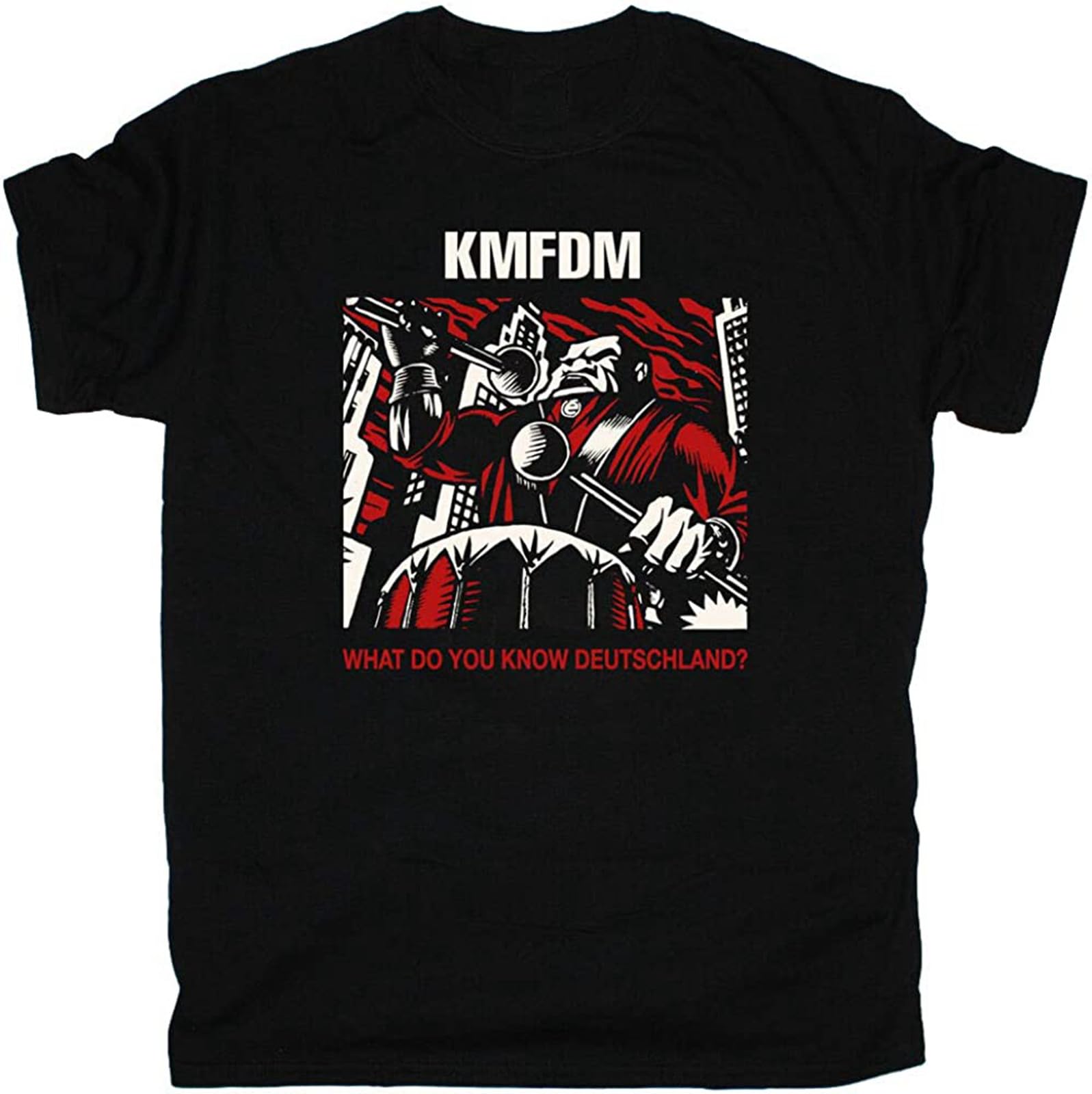 HEFU KMFDM What Do You Know Deutschland Industrial Mdfmk Die Krupps New Black Mens T-Shirt Size L