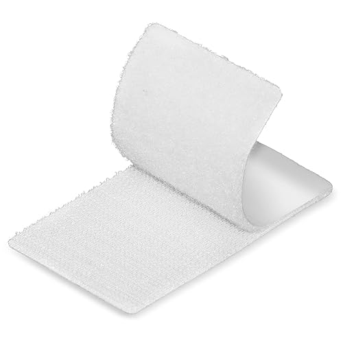 NISUOIEN Tiras blancas con adhesivo, 15 juegos de cinta adhesiva fuerte de doble cara con gancho y bucle, 2 x 4 pulgadas