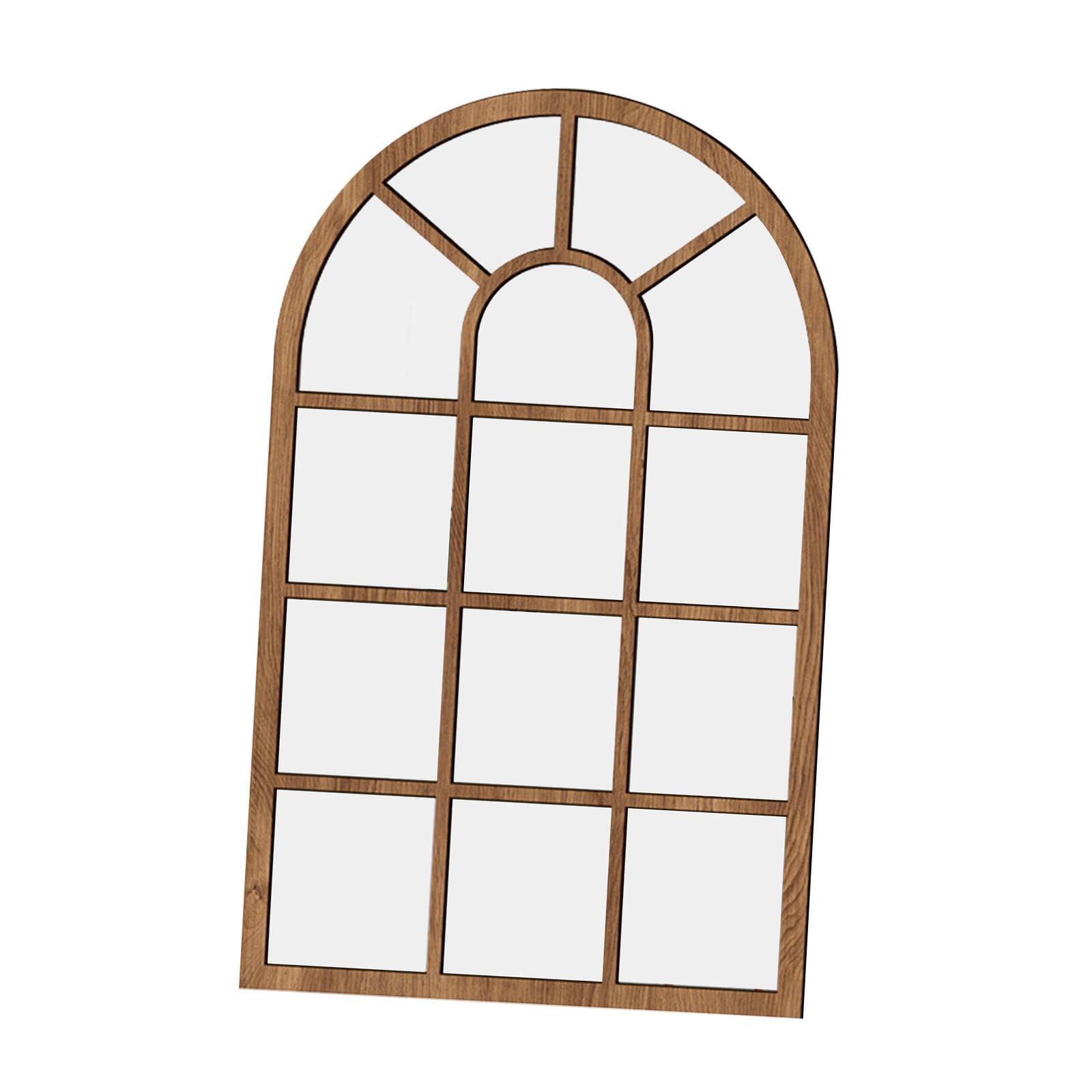 Arched Window Wall Mirror Decorative Mirror Rustic Windowpane Arch Mirror Wall Decor for Entryway Vanity Bathroom Home Decor