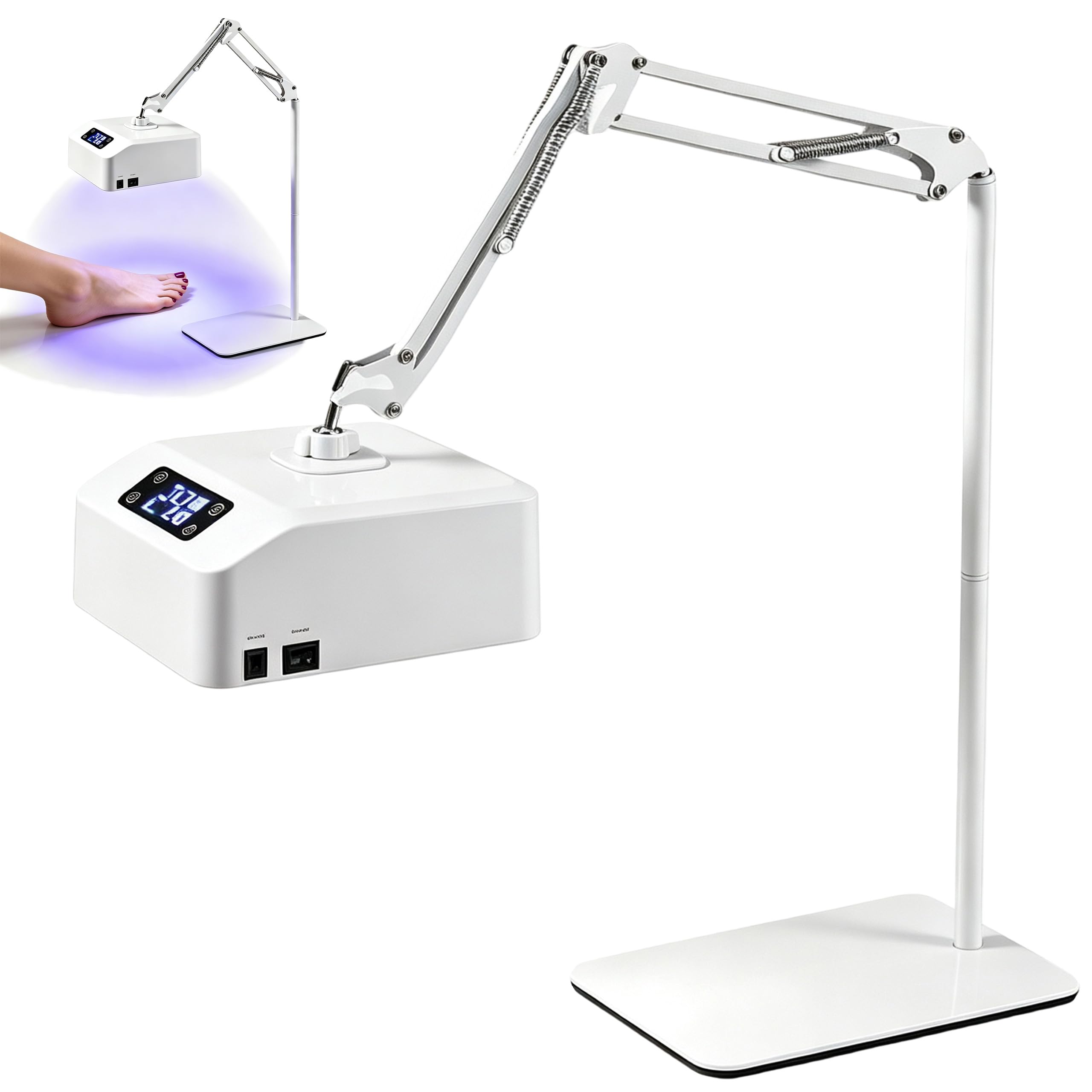 Lámpara de uñas UV, lámpara LED de uñas con temporizador 15/30/60/90s, lámpara colgante de pedicura con soporte y base, lámpara UV recargable para uñas de gel, dedos y pies