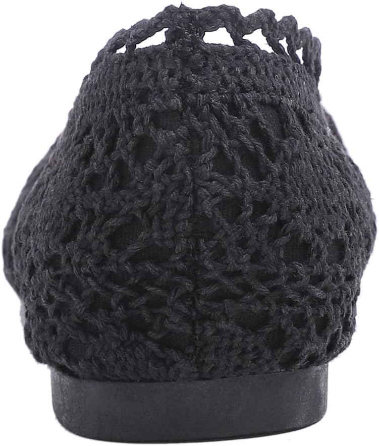 FEVERSOLE Women's Comfort Breathable Knit Crochet Shoes Lace Ballet Flats - Image 5