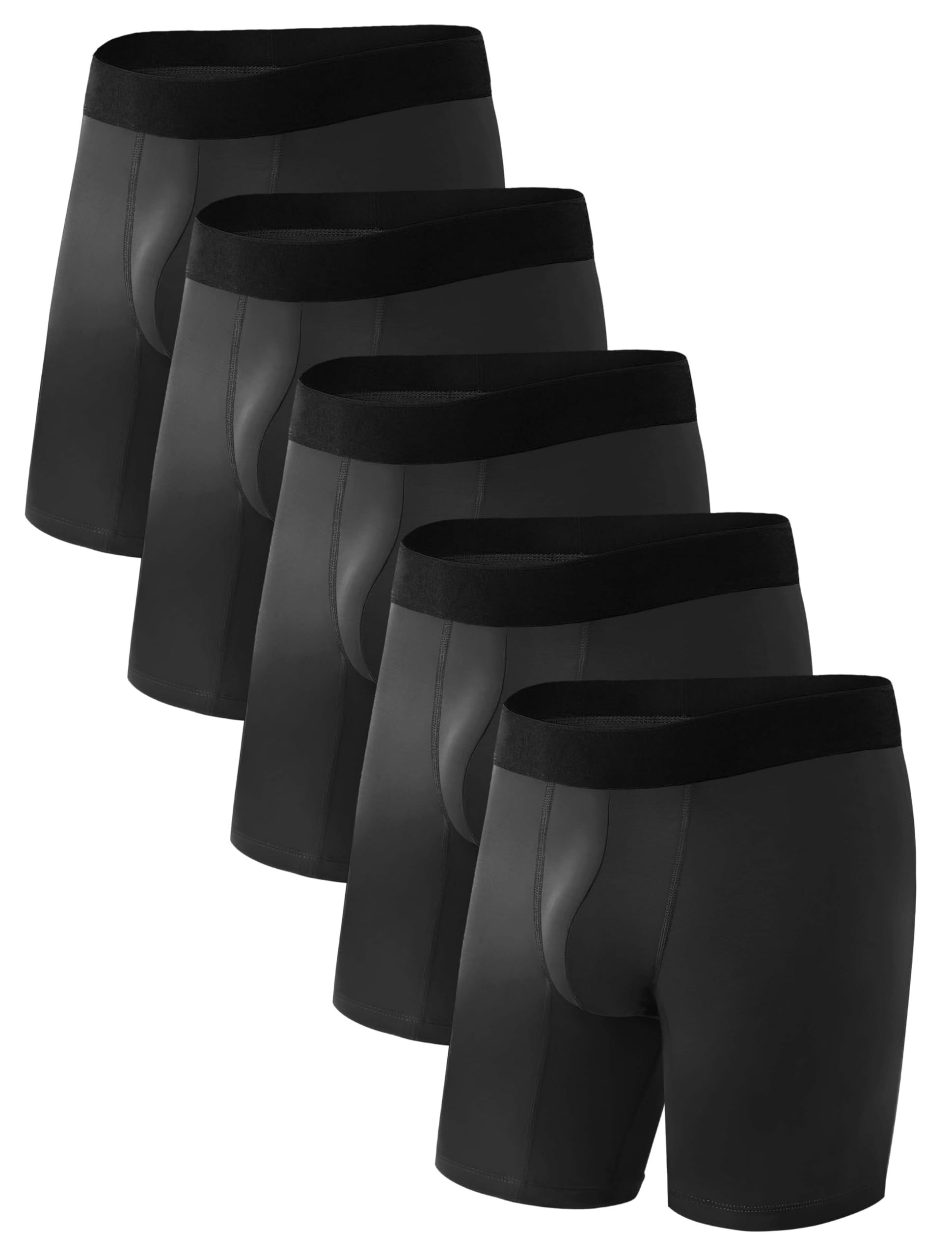 TIICHOO Incontinence Underwear for Men Washable Cotton Leak Proof Boxer Briefs with Long Legs for Bladder Leakage 5 Pack