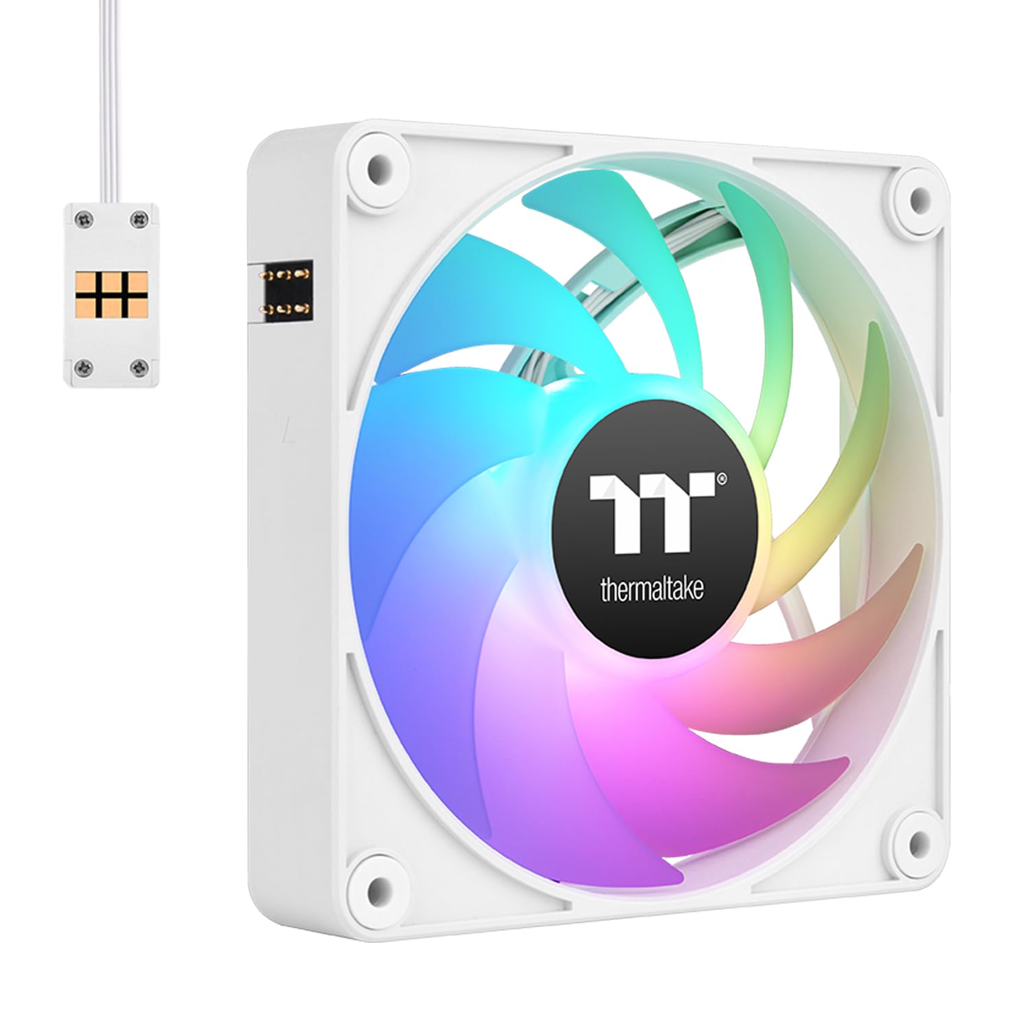 Thermaltake CT140 EX ARGB Sync PC Ventola di raffreddamento bianca (3 ventole), connessione magnetica, sincronizzazione scheda madre 5V, 16,8 milioni di colori 9 LED indirizzabili, ventola