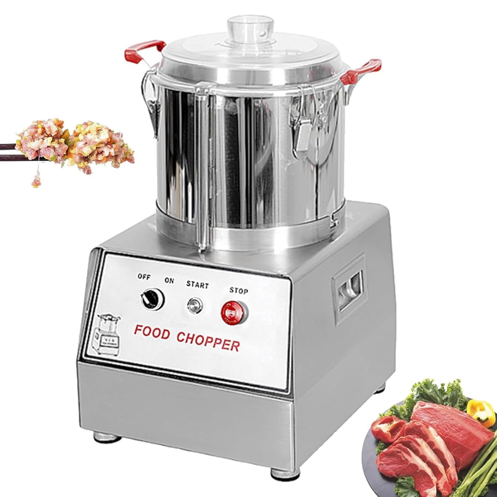 Dfdieratve 5-15L Commercial Electric Food Chopper, Heavy Duty Vegetable & Meat Processor Fast Chopping for Onion, Tomato, Pepper, Peanut Butter, Great for Diner, Deli, Soup Kitchen, High Volume 7L