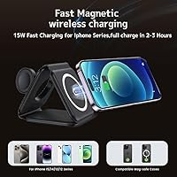 Vista 3 de 3 in 1 Charging Station, Magnetic Charger for Apple Multiple Devices, Foldable Travel Wireless Charger 15W for iPhone 15 14 13 12 Pro Max Plus for