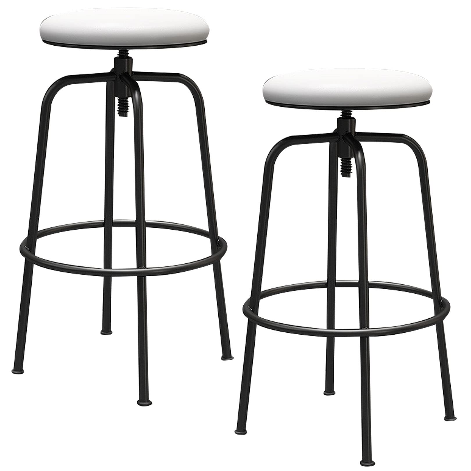 Tabourets de bar à hauteur de comptoir blancs chaises hautes matelassées salon cuisine