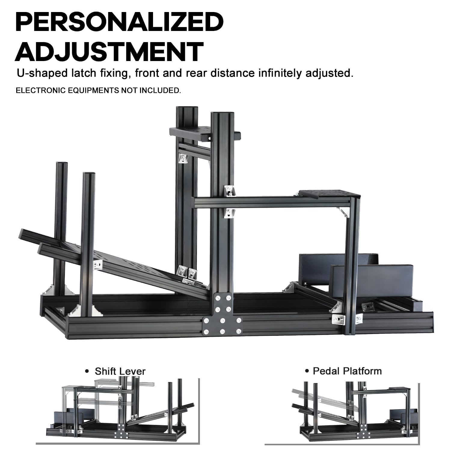 Anman GT/F1 Sim Racing Cockpit 8040 Aluminium Profile Racing Stand, Adjustable Cockpit Modular Design Supports DIY Assembly, Fit for Logitech GPRO, for Fanatec CSLDD Direct Drive Steering Wheel