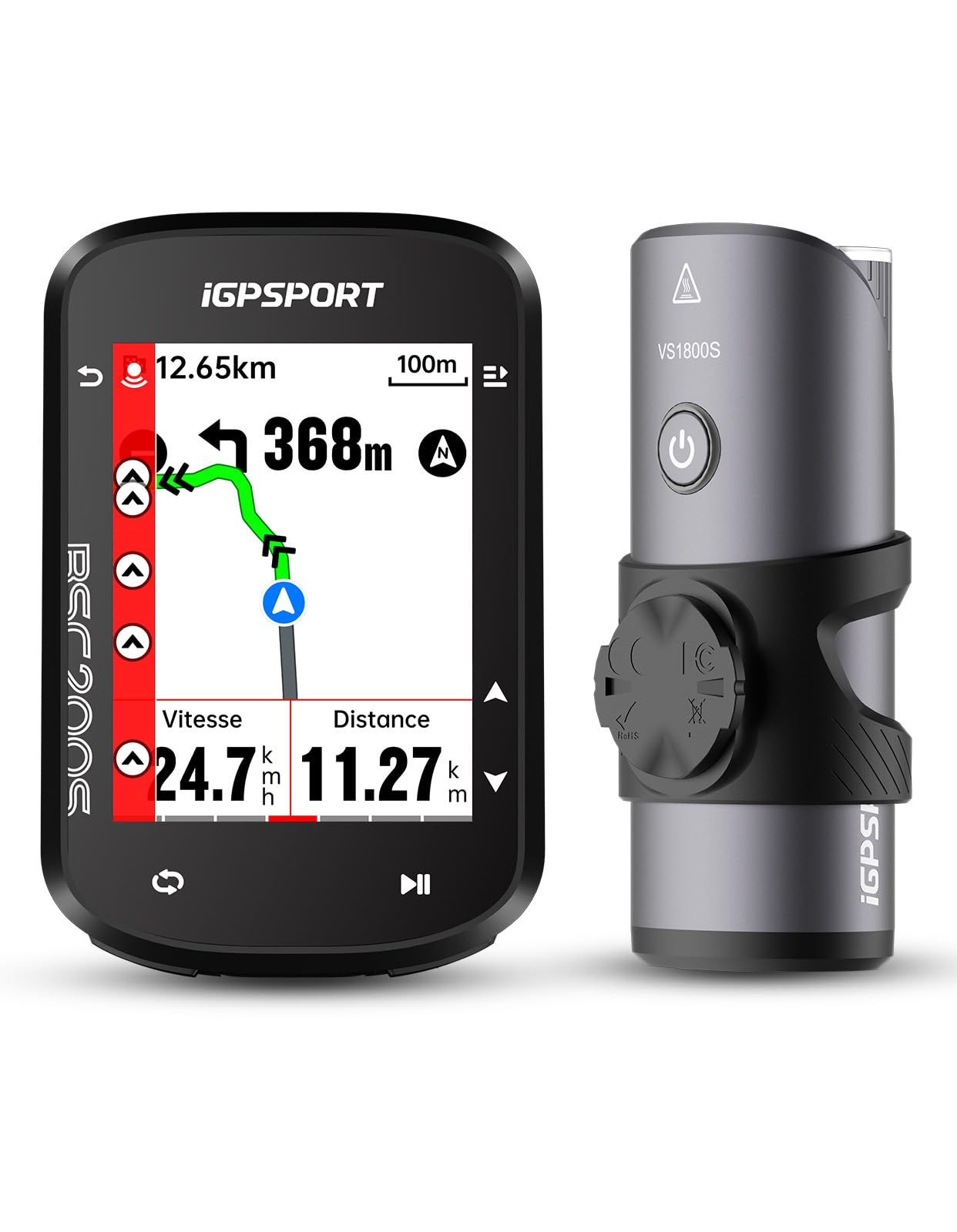 iGPSPORT BSC200S Compteur Velo sans Fil et 1800 Lumens Lumiere Velo