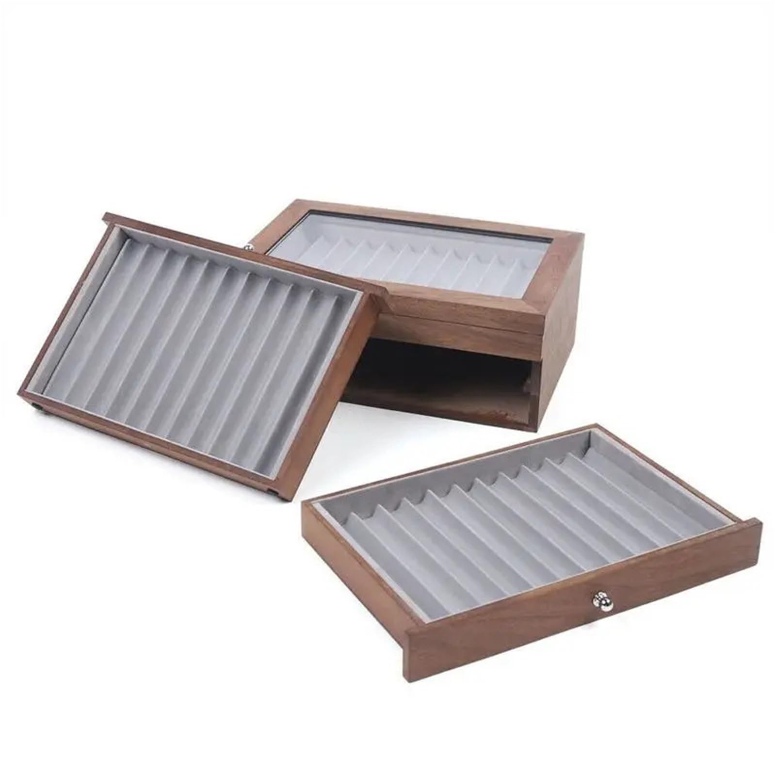 Portapenne da 34 scomparti in legno di noce con cassetto, espositore for cancelleria for studenti Per Ufficio Casa